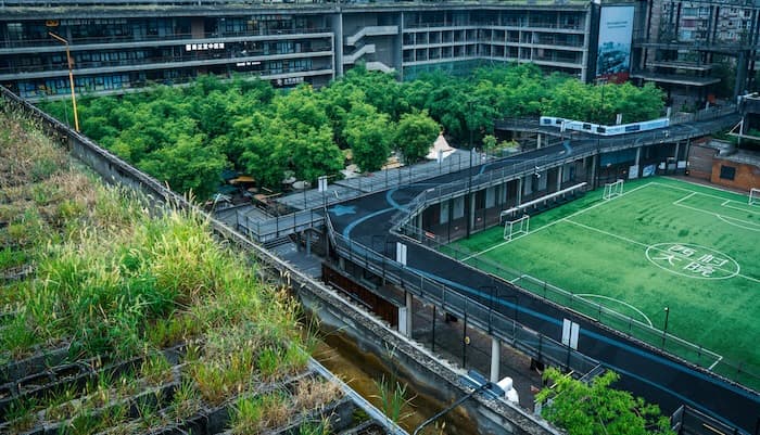 나무와 기술이 어우러진 사회 공헌 이미지